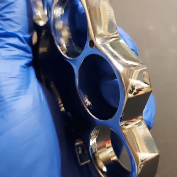 Belt Buckle Knuckles, Solid Steel, Polished Silver Color - Picture 4 of 5